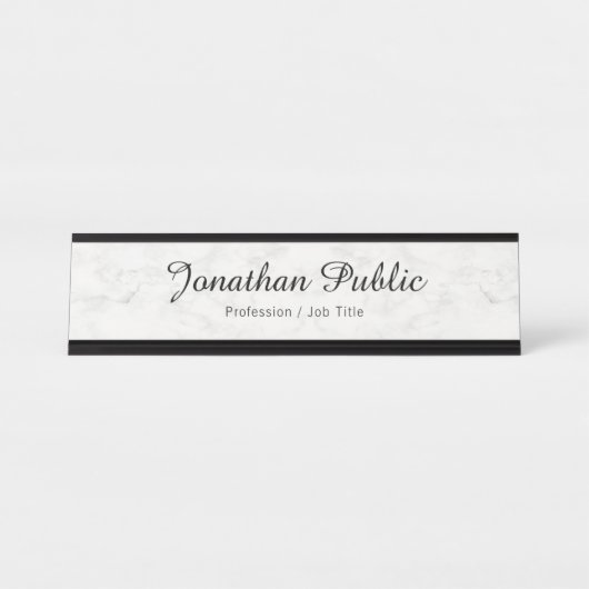 カスタムホワイトマーブルモダンプロフェッショナル デスクネームプレート (正面)
