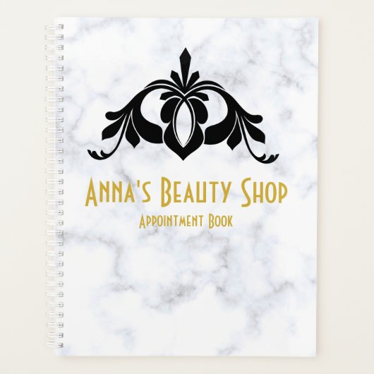 カスタムホワイトマーブル美しいショップアポイントメントブック | プランナー手帳 (正面)