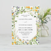 カスタムホワイトメドウフラワーズゴールデン結婚フレーム 招待状 (スタンド正面)