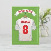 カスタムホワイトユニフォーム サッカー 誕生日招待状 招待状 (スタンド正面)