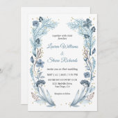 カスタムホワイトライトソフトブルーアイス結婚フレーム 招待状 (正面/裏面)