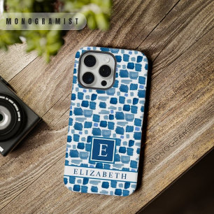 カスタムホワイトライトダークブルー抽象芸術 iPhone 15 PRO MAXケース