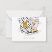 カスタムホワイト幼稚園先生 ノートカード (裏面)