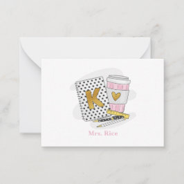 カスタムホワイト幼稚園先生 ノートカード