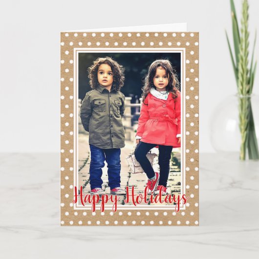 カスタムホワ擦り切れたイト水玉模様オンクラフトフェイクホリデイ カード (正面)