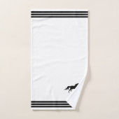 カスタムホース & 白地に3本の黒いストライプ バスタオルセット (ハンドタオル)