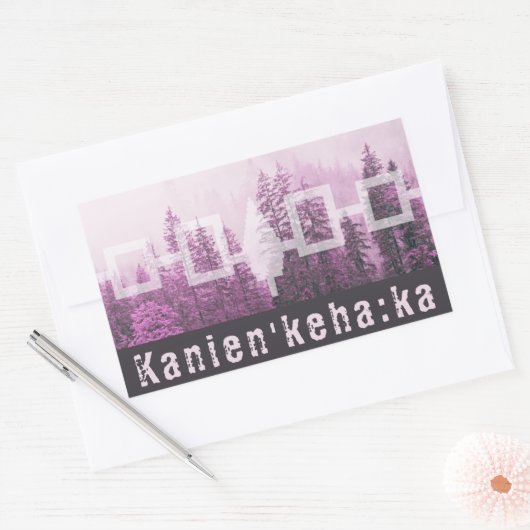 カスタムホーデノサヌミスティ森林国旗 長方形シール (封筒)