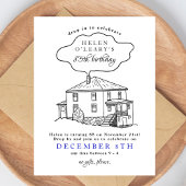 カスタムホームスケッチ誕生日ドロップイン 招待状