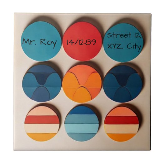 カスタムホームプレートミッドモダンセンチュリージオメトリック タイル (正面)