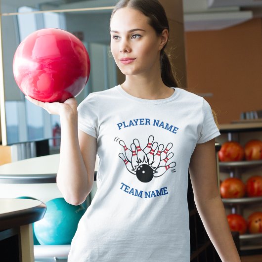 カスタムボウリングチームロゴ+プレイヤー&チーム名 Tシャツ