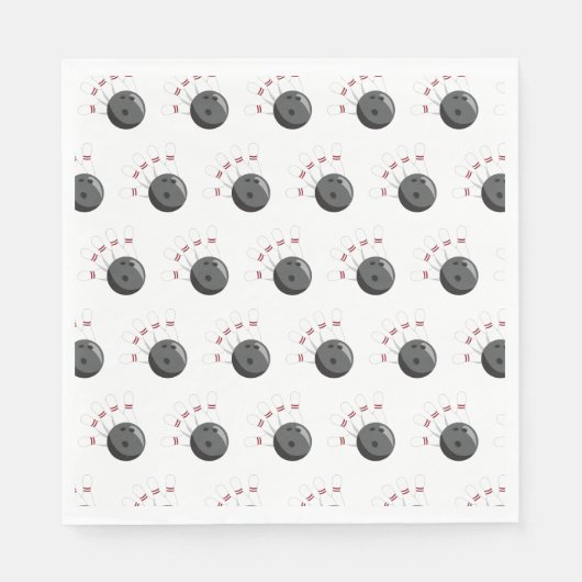 カスタムボウリングボール&ピンパターン スタンダードランチョンナプキン (正面)