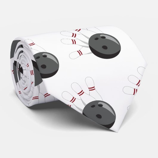 カスタムボウリングボール&ピンパターン ネクタイ (ロール)