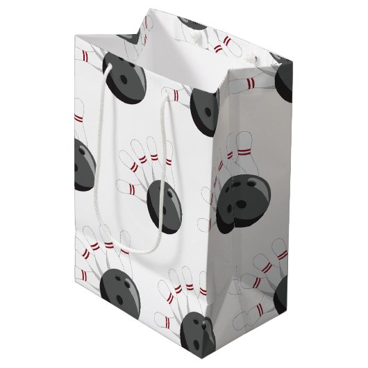 カスタムボウリングボール&ピンパターン ミディアムペーパーバッグ (正面アングル)