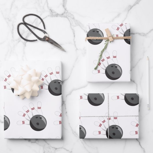 カスタムボウリングボール&ピンパターン ラッピングペーパーシート (正面)