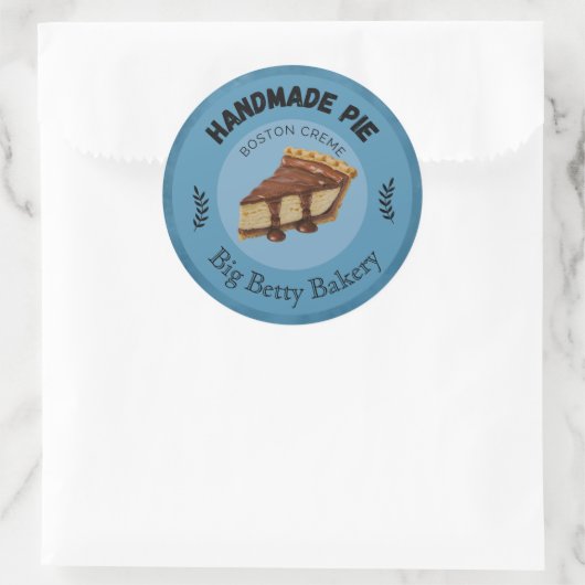 カスタムボストンクリームパイラベル | 焼パーソナライズされたく ラウンドシール (バッグ)