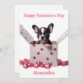 カスタムボストンテリアボックスピンクハートバレンタイン シーズンカード (正面/裏面)