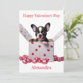 カスタムボストンテリアボックスピンクハートバレンタイン シーズンカード (スタンド正面)