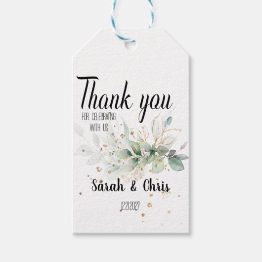 カスタムボタニカルサンキュー結婚式の引き出物 ギフトタグ (正面)