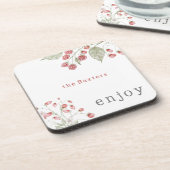 カスタムボタニカルピンク楽しむベリー コースター (左側)