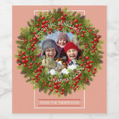 カスタムボタニカルホリーベリーフォージーズリース ワインラベル (シングルラベル)