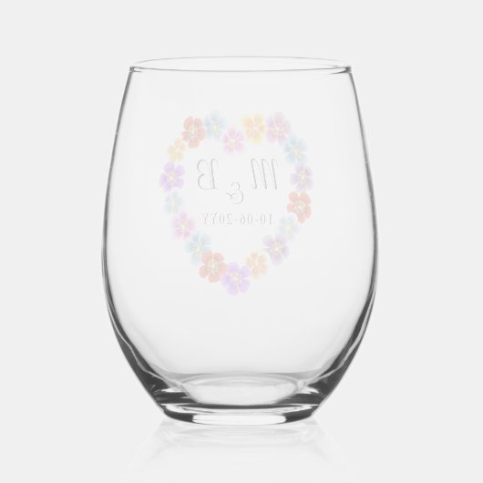 カスタムボタニカルボホフローラハートレイリース ステムなしワイングラス (裏面)