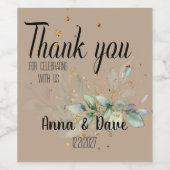 カスタムボタニカルボ結婚ホの感謝の好意 ワインラベル (シングルラベル)