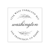 カスタムボタニカルラウンドファミリーネーム差出人住所 ラバースタンプ (インプリント)