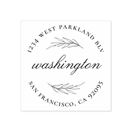 カスタムボタニカルラウンドファミリーネーム差出人住所 ラバースタンプ (インプリント)