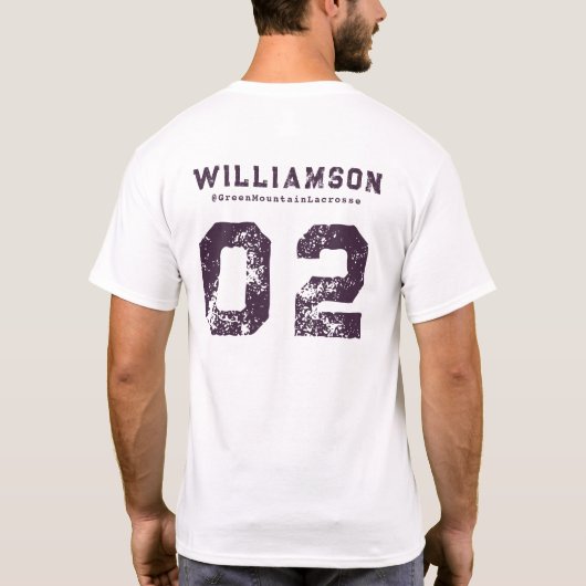 カスタムボックスフィールドラクロスチームクラブ名番号 Tシャツ (裏面)