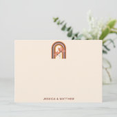 カスタムボヘミアン秋テラコッタフローラ結婚ズ サンキューカード (スタンド正面)