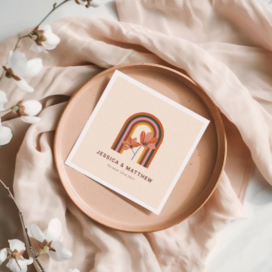 カスタムボヘミアン秋テラコッタフローラ結婚ズ スタンダードカクテルナプキン