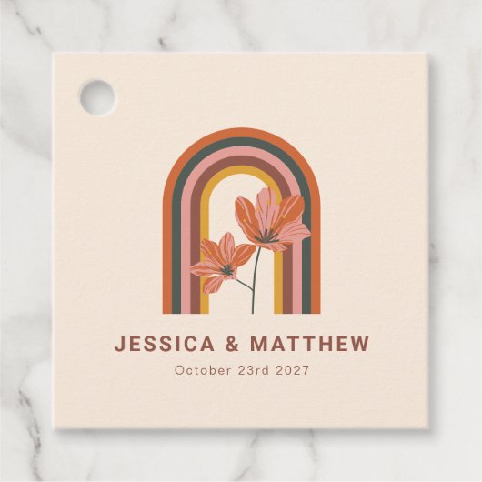 カスタムボヘミアン秋テラコッタフローラ結婚ズ フェイバータグ (正面)