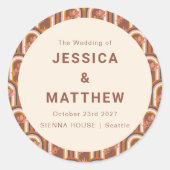カスタムボヘミアン秋テラコッタフローラ結婚ズ ラウンドシール (正面)