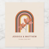 カスタムボヘミアン秋テラコッタフローラ結婚ズ ワインラベル (シングルラベル)