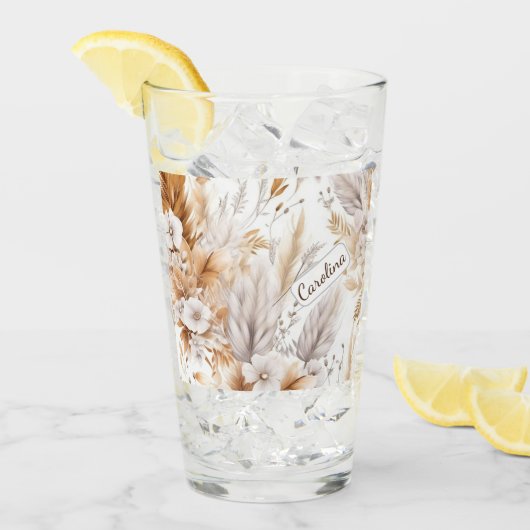 カスタムボヘ素朴ミモダンヤ野フラワーニュートラル タンブラーグラス (アイス正面)