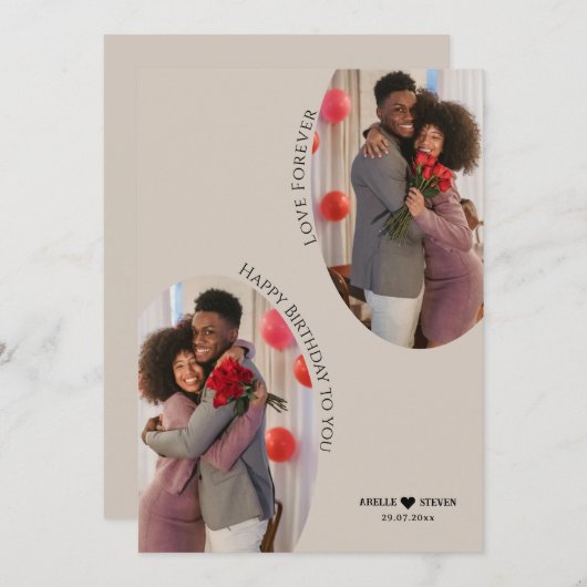 カスタムボホアーチ誕生日2フォトホリデーカード シーズンカード (正面/裏面)