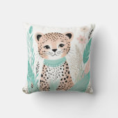 カスタムボホキュートヒョウ枕パステルグリーン クッション (正面)