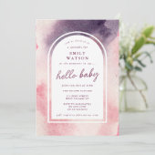 カスタムボホグラデーションアーチ赤ちゃん男女兼用シャワー 招待状 (スタンド正面)