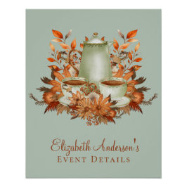 カスタムボホテラコッタフローラセージ茶パーティーフェイバー ポスター