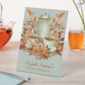 カスタムボホテラコッタフローラセージ茶パーティーフェイバー 台座サイン (インサイチュ)