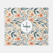 カスタムボホボタニカルフラワーガーデンフリースブランケット フリースブランケット (正面(横))