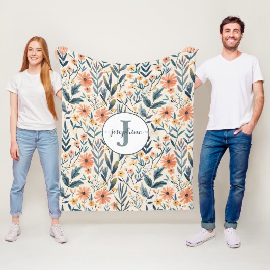 カスタムボホボタニカルフラワーガーデンフリースブランケット フリースブランケット (インサイチュ)