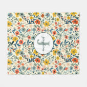 カスタムボホボタニカルフラワーガーデンフリースブランケット フリースブランケット (正面(横))