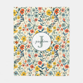 カスタムボホボタニカルフラワーガーデンフリースブランケット フリースブランケット