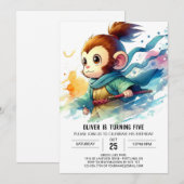 カスタムボホモンキー誕生日 招待状 (正面/裏面)