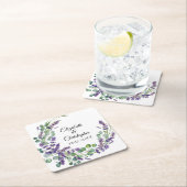 カスタムボホラベンダーユーカリ結婚ス スクエアペーパーコースター (インサイチュ)