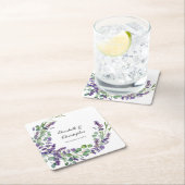 カスタムボホラベンダーユーカリ結婚ス スクエアペーパーコースター (インサイチュ)
