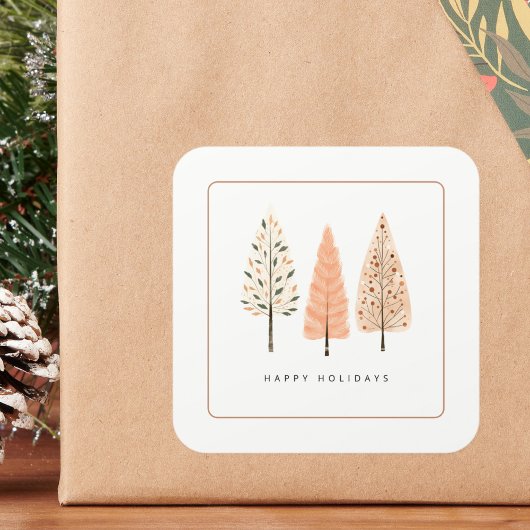 カスタムボホ自然ミニマリスト線アートノルディックパイン スクエアシール