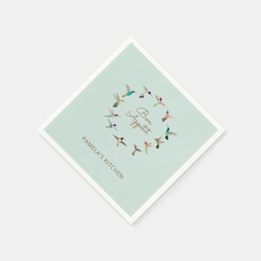 カスタムボンアペティットカリフォルニアハミングバード スタンダードカクテルナプキン (角)