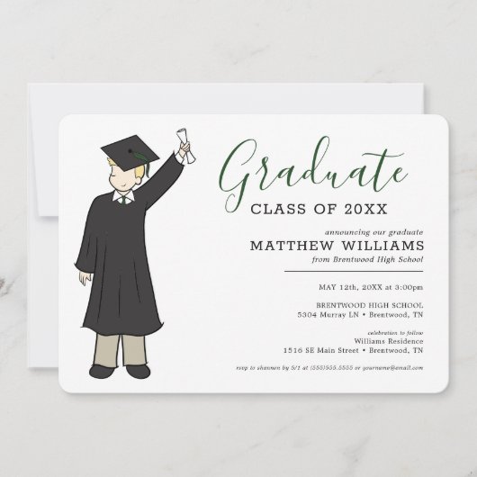 カスタムボーイアバター|高校卒業 招待状 (正面)